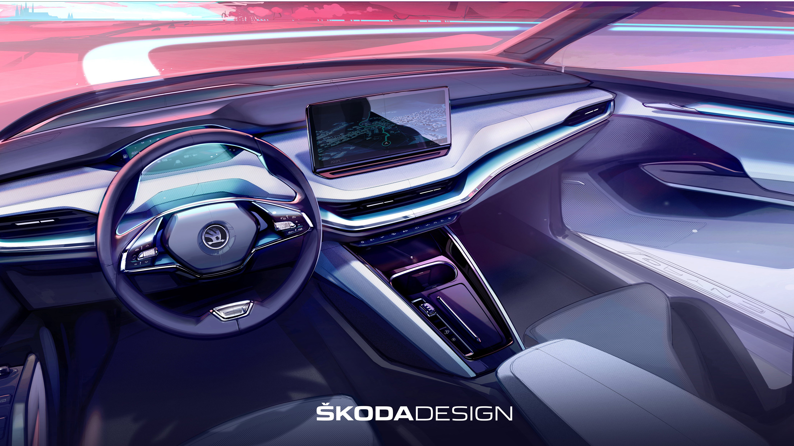 New 2021 Skoda Enyaq electric SUV: interior teased with 